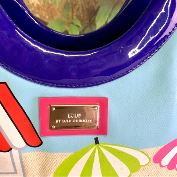 LULU GUINNESS Canvas Beach Scene Ring Bag